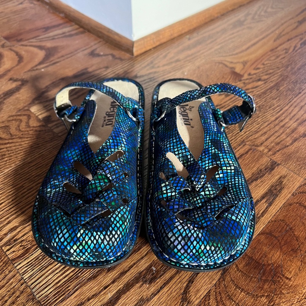 Alegria Fandamonium Blues Freesia Leather Mule Clogs FRE-388 Mary Jane Shoes 38